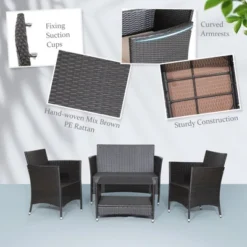 Costway 8PCS Patio Rattan Furniture Set Armrest Cushion Sofa Coffee Table With Shelf Garden -Costway GUEST be605288 6904 4692 bb35 9b26235201bf