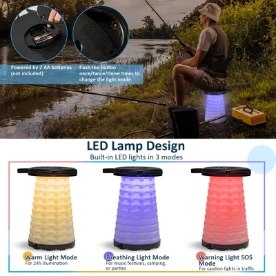 Costway 3-Piece Folding Table Stool Set With A Camping Table & 2 Retractable LED Stools 5 Costway 3-Piece Folding Table Stool Set With A Camping Table & 2 Retractable LED Stools - Image 5