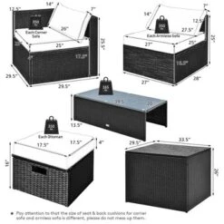 Costway 8PCS Patio Rattan Furniture Set Storage Table Ottoman Cover -Costway GUEST be83994d cb97 4a77 86a8 bd013757cae5