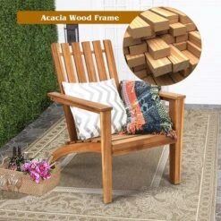 Costway Patio Acacia Wood Adirondack Chair Lounge Armchair Durable Outdoor Garden Yard 13 Costway Patio Acacia Wood Adirondack Chair Lounge Armchair Durable Outdoor Garden Yard -Costway GUEST be9d7a72 d332 4063 9925 adf3dc42e22f