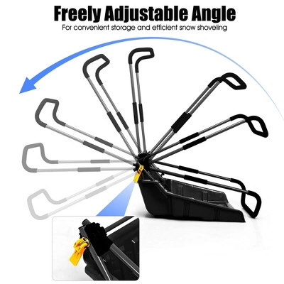 Costway 24'' Folding Poly Snow Shovel Snow Pusher W/Wheels U-Shape Handle 4 Costway 24'' Folding Poly Snow Shovel Snow Pusher W/Wheels U-Shape Handle - Image 4