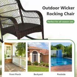 Costway 2PCS Patio Wicker Rocking Chair W/Seat Back Cushions & Lumbar Pillow Balcony -Costway GUEST bef0a8f0 c4d6 4ee4 8caf d21b9a0ef017
