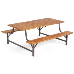 Costway Acacia Wood Patio Picnic Table Bench Set With 71'' Tabletop & 2'' Umbrella Hole 15 Costway Acacia Wood Patio Picnic Table Bench Set With 71'' Tabletop & 2'' Umbrella Hole -Costway GUEST bef9f4cc bef0 4bff 8c0f e57c3ca81936