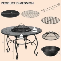 Costway 35.5'' Patio Fire Pit Dining Table Charcoal Wood Burning W/ Cooking BBQ Grate 11 Costway 35.5'' Patio Fire Pit Dining Table Charcoal Wood Burning W/ Cooking BBQ Grate -Costway GUEST bf2d0deb a12a 4f2e bb61 c48c1fa44793