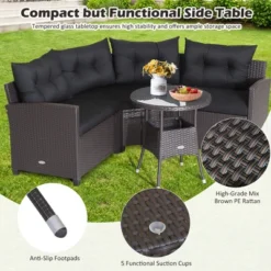 Costway 4PCS Patio Rattan Furniture Set Cushioned Sofa Glass Table Garden -Costway GUEST bfb15f32 61d6 43de 89be b9f53bec792b
