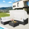 Costway 6-Piece Outdoor Patio Furniture Set Retractable Canopy Conversation Set