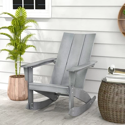 Costway Patio Adirondack Rocking Chair All Weather HDPE Porch Rocker 330lbs Grey Outdoor 1 Costway Patio Adirondack Rocking Chair All Weather HDPE Porch Rocker 330lbs Grey Outdoor