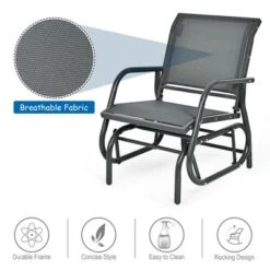 Costway 2PCS Patio Swing Glider Chair Single Rocking Chair Yard Outdoor Grey -Costway GUEST c0825573 1341 48bc bfd6 2f6aff0345c1
