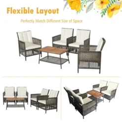 Costway 5PCS Patio Rattan Furniture Set Cushioned Sofa Armrest Wooden Tabletop 13 Costway 5PCS Patio Rattan Furniture Set Cushioned Sofa Armrest Wooden Tabletop -Costway GUEST c13123dd 692e 4424 9b36 212aa7f55f28