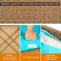 Costway 8PCS Patio Rattan Furniture Set Loveseat W/Wooden Side Table Cushioned Turquoise 12 Costway 8PCS Patio Rattan Furniture Set Loveseat W/Wooden Side Table Cushioned Turquoise -Costway GUEST c14fa578 0b73 4d31 a23c d3b0e73e29ec