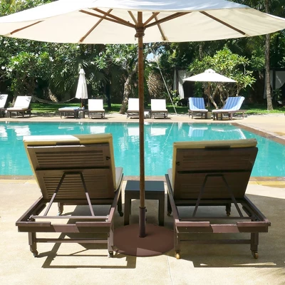 Costway Patio 50LBS Umbrella Base Market Umbrella Stand Wheels Handle Brown 2 Costway Patio 50LBS Umbrella Base Market Umbrella Stand Wheels Handle Brown - Image 2