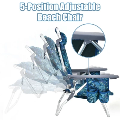 Costway 4PCS Folding Backpack Beach Chair Reclining Camping Chair W/ Storage Bag 6 Costway 4PCS Folding Backpack Beach Chair Reclining Camping Chair W/ Storage Bag - Image 6