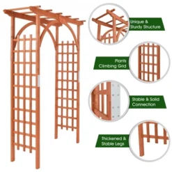 Costway Premium Outdoor Wooden Cedar Arbor Arch Pergola Trellis Wood Garden Yard Lattice -Costway GUEST c2451a58 9897 4c67 ad9a 3e668f2e8931