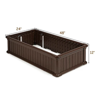 Costway 48''x24'' Raised Garden Bed Rectangle Plant Box Planter Flower Vegetable Brown 1 Costway 48''x24'' Raised Garden Bed Rectangle Plant Box Planter Flower Vegetable Brown