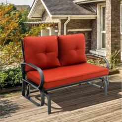 Costway Patio 2-Person Glider Bench Rocking Loveseat Cushioned Armrest Brick RedBeigeBlue 19 Costway Patio 2-Person Glider Bench Rocking Loveseat Cushioned Armrest Brick RedBeigeBlue -Costway GUEST c3128d53 ad83 4454 8e29 998a2217c8a1