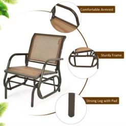 Costway 2PCS Patio Swing Glider Chair Single Rocking Chair Yard Outdoor Brown -Costway GUEST c32572ae d79c 408f 8541 529cc70f2834