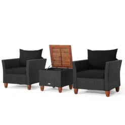 Costway 3PCS Patio Rattan Furniture Set Cushioned Sofa Storage Table With Wood Top Red/Black 17 Costway 3PCS Patio Rattan Furniture Set Cushioned Sofa Storage Table With Wood Top Red/Black -Costway GUEST c32679c0 7310 419c 9a9c 0e6ab99c224b