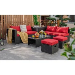 Costway 8PCS Patio Rattan Furniture Set Storage Table Ottoman Cover -Costway GUEST c32f7c46 b54e 4eb6 bde2 7fd9968cd973