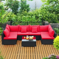 Costway 7PCS Patio Rattan Sofa Set Sectional Conversation Furniture Set Garden -Costway GUEST c36d9a84 bc02 4fad bf4b c52070ebc82d 1