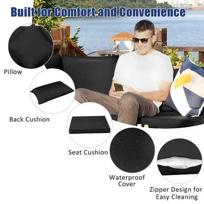 Costway 7PCS Patio Rattan Furniture Set Sectional Sofa Garden Black Cushion 8 Costway 7PCS Patio Rattan Furniture Set Sectional Sofa Garden Black Cushion - Image 8
