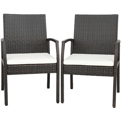 Costway 2PCS Patio PE Wicker Dining Chairs With Soft Zippered Cushion Armchairs Backyard 9 Costway 2PCS Patio PE Wicker Dining Chairs With Soft Zippered Cushion Armchairs Backyard - Image 9