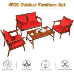 Costway 4PCS Patio Rattan Furniture Set Acacia Wood Frame Cushioned Sofa Chair 15 Costway 4PCS Patio Rattan Furniture Set Acacia Wood Frame Cushioned Sofa Chair -Costway GUEST c3c591e6 b2d1 4d1a 8da2 e79181f99a35
