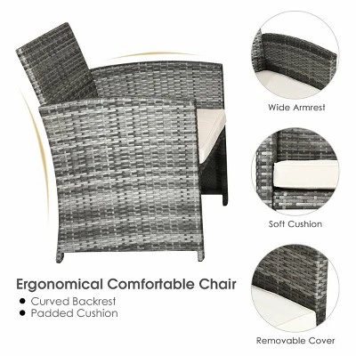 Costway 4PCS Rattan Patio Furniture Set Garden Sofa Cushioned Seat Mix Gray Wicker 5 Costway 4PCS Rattan Patio Furniture Set Garden Sofa Cushioned Seat Mix Gray Wicker - Image 5