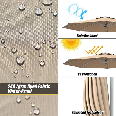 Costway 11' Patio Cantilever Offset Umbrella 360Degree Rotation Outdoor Tilt W/Base 2 Costway 11' Patio Cantilever Offset Umbrella 360Degree Rotation Outdoor Tilt W/Base - Image 2