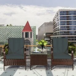 Costway 3 PCS Patio Wicker Rattan Furniture Set Coffee Table & 2 Rattan Chair W/Cushions -Costway GUEST c4727404 2d2b 4fa6 a004 0bd9dd27b47c