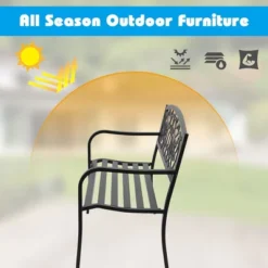 Costway Garden Bench Park Yard Outdoor Furniture Steel Frame Porch Path Loveseat Black -Costway GUEST c49498a2 9829 42a5 a047 fb79f25e5f9e