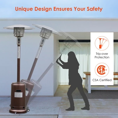 Costway 48000 BTU Propane Patio Heater Standing LP Gas Steel W/ Wheels Bronze 5 Costway 48000 BTU Propane Patio Heater Standing LP Gas Steel W/ Wheels Bronze - Image 5