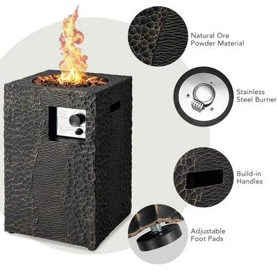 Costway 16'' Square Outdoor Propane Fire Pit W/Lava Rocks Waterproof Cover 30,000 BTU 3 Costway 16'' Square Outdoor Propane Fire Pit W/Lava Rocks Waterproof Cover 30,000 BTU - Image 3