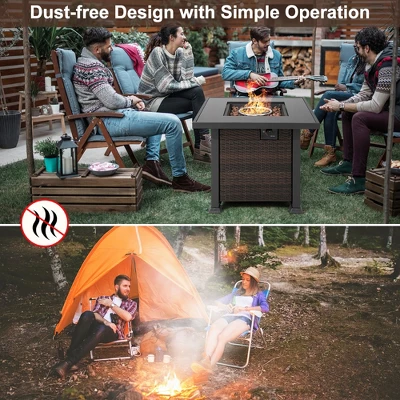 Costway 32'' Propane Fire Pit Table 50,000 BTU Square Firepit Heater W/ Lava Rocks Cover 7 Costway 32'' Propane Fire Pit Table 50,000 BTU Square Firepit Heater W/ Lava Rocks Cover - Image 7