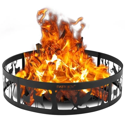 Costway 36'' Metal Fire Pit Ring Deer W/Extra Poker Bonfire Liner For Campfire 7 Costway 36'' Metal Fire Pit Ring Deer W/Extra Poker Bonfire Liner For Campfire - Image 7
