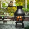 Costway Patio Fire Pit Chimenea Fireplace Wood Burning Heater Garden Backyard