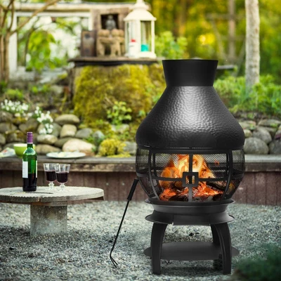 Costway Patio Fire Pit Chimenea Fireplace Wood Burning Heater Garden Backyard 1 Costway Patio Fire Pit Chimenea Fireplace Wood Burning Heater Garden Backyard