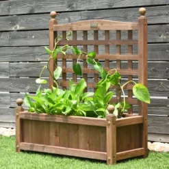 Costway Solid Wood Planter Box With Trellis Weather-Resistant Outdoor 25''x11''x30'' -Costway GUEST c5e17aab e052 4ca5 bae8 92e18913bb2c