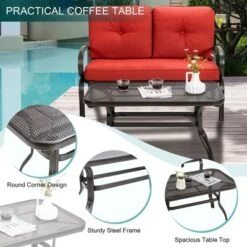 Costway 2PC Patio LoveSeat Coffee Table Furniture Set Bench W/ Cushions -Costway GUEST c5e61139 010f 4f56 8cd6 80b40b7cbfae
