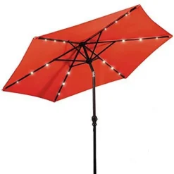 Costway 9ft Market Patio Umbrella W/Solar Lights & 40 LBS Steel Umbrella Stand -Costway GUEST c60d20ca 9a8f 4fb1 aca5 117fb5312f7f