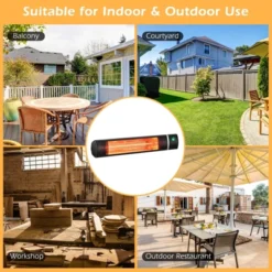 Costway Wall-Mounted Patio Heater 750W/1500W Infrared Heater With 9-Level Adjustable 24H Timer & Remote Control Black -Costway GUEST c613233e 8da6 4da6 b473 2c8f9e936542