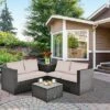Costway 8PCS Outdoor Patio Rattan Furniture Set Cushioned Loveseat Storage Table