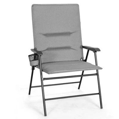 Costway Patio Padded Folding Portable Chair Camping Dining Outdoor Beach Chair GreyBrown 10 Costway Patio Padded Folding Portable Chair Camping Dining Outdoor Beach Chair GreyBrown - Image 10