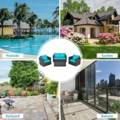 Costway 4PCS Patio Rattan Cushioned Sofa Chair Coffee Table Turquoise 11 Costway 4PCS Patio Rattan Cushioned Sofa Chair Coffee Table Turquoise -Costway GUEST c6695ef2 f09a 46c9 ac2e 4bd2a7b7d396