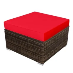 Costway 5PCS Patio Rattan Wicker Furniture Set Armless Sofa Cushioned Red/Turquoise -Costway GUEST c6778805 a539 4898 bb43 15cafa7b22fa