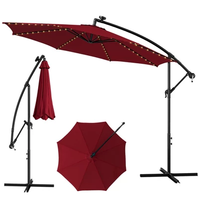 Costway 10FT Patio Solar-Lighted 112 LED Cantilever Offset Umbrella Crank Tilt Outdoor 12 Costway 10FT Patio Solar-Lighted 112 LED Cantilever Offset Umbrella Crank Tilt Outdoor - Image 12