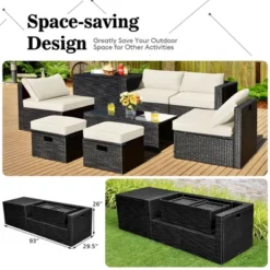 Costway 8PCS Patio Rattan Furniture Set Storage Table Ottoman Cover -Costway GUEST c6e67a0a 5f90 41c7 9e80 9d659a2929a6