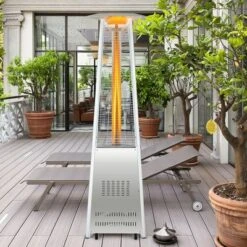 Costway 42,000 BTU Stainless Steel Pyramid Patio Heater Glass Tube Flame W/ Wheels -Costway GUEST c7120d18 77ea 4722 94af fd1e23a121a4
