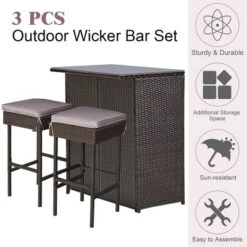 Costway Patio 3PCS Rattan Bar Table Stool Set Cushioned Chairs With Cover 14 Costway Patio 3PCS Rattan Bar Table Stool Set Cushioned Chairs With Cover -Costway GUEST c71349bb b374 41bf a846 ff2d999e6f1f