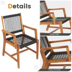 Costway Patio 3pcs Acacia Wood Outdoor Furniture Bistro Set All-Weather Rope Woven 12 Costway Patio 3pcs Acacia Wood Outdoor Furniture Bistro Set All-Weather Rope Woven -Costway GUEST c71784af d4f7 4565 8720 064fe3b8f8d7
