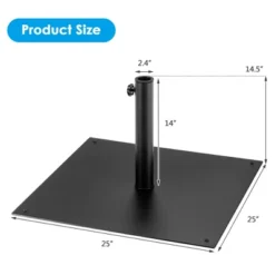 Costway 40 LBS Square Umbrella Base Stand Weighted Patio Market Umbrellas Black